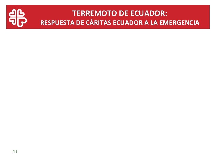 TERREMOTO DE ECUADOR: RESPUESTA DE CÁRITAS ECUADOR A LA EMERGENCIA 11 