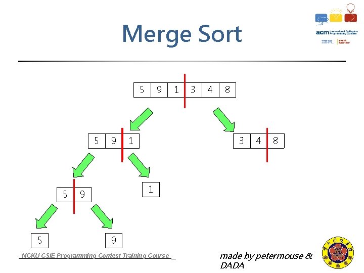 Merge Sort 5 5 9 9 1 1 3 4 8 1 9 9