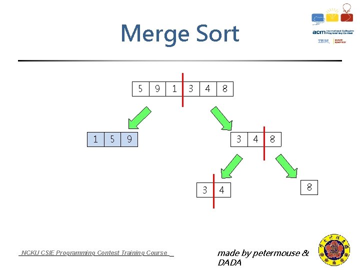 Merge Sort 5 1 5 9 1 3 4 8 9 3 3 NCKU