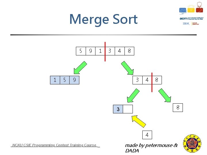 Merge Sort 5 1 5 9 1 3 4 9 8 3 4 8