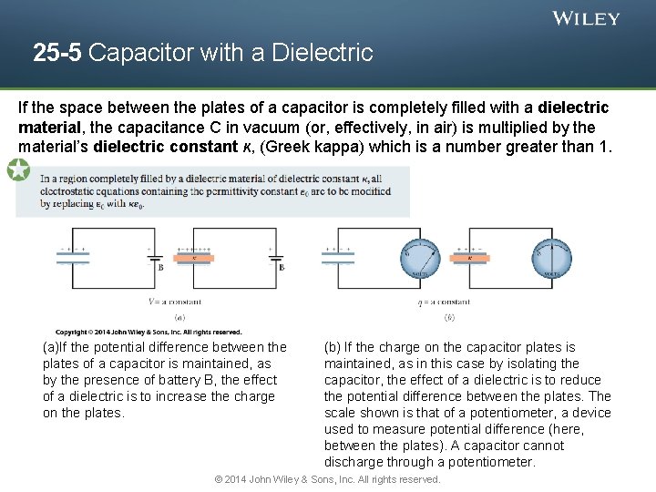 25 -5 Capacitor with a Dielectric If the space between the plates of a