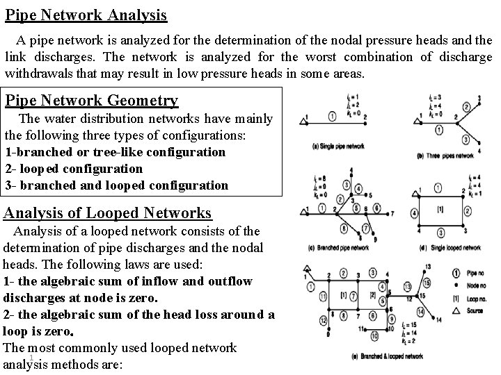Piping Network Analysis Method Pipe Network Analysis A pipe network is analyzed