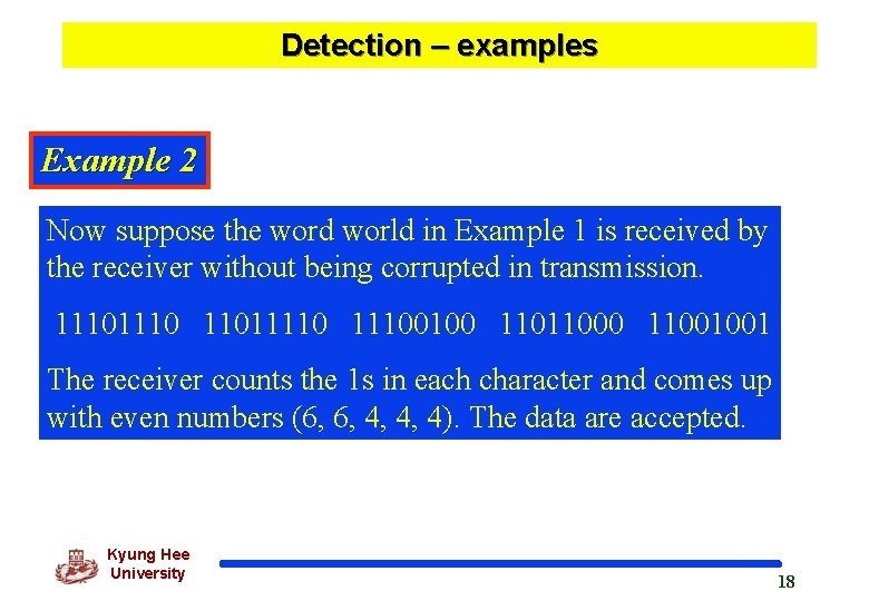 Detection – examples Example 2 Now suppose the word world in Example 1 is