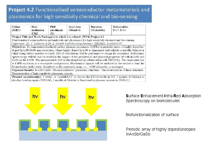 Project 4. 2 Functionalised semiconductor metamaterials and plasmonics for high sensitivity chemical and bio-sensing