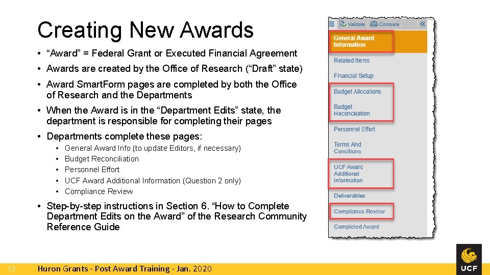 Creating New Awards • “Award” = Federal Grant or Executed Financial Agreement • Awards Creating New Awards • “Award” = Federal Grant or Executed Financial Agreement • Awards