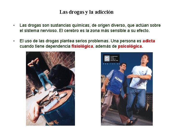 04 Las drogas y la adicción • Las drogas son sustancias químicas, de origen