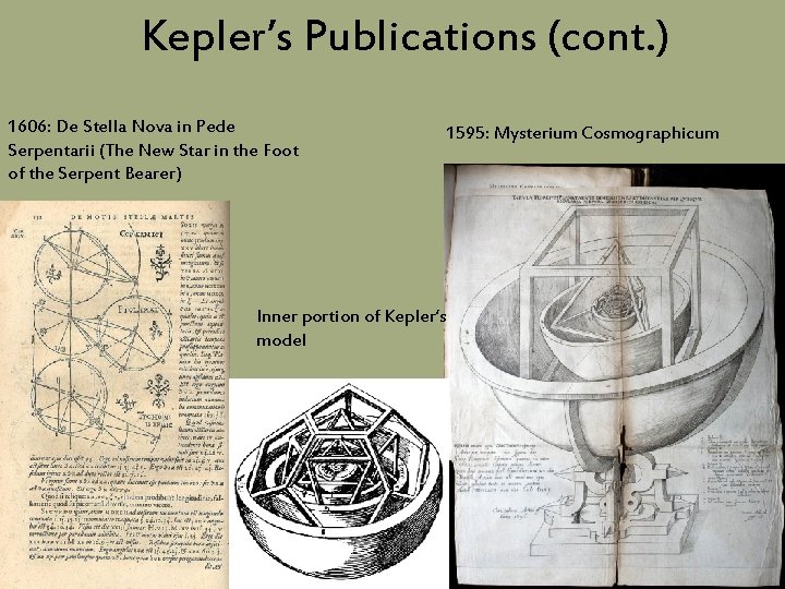 Kepler’s Publications (cont. ) 1606: De Stella Nova in Pede Serpentarii (The New Star