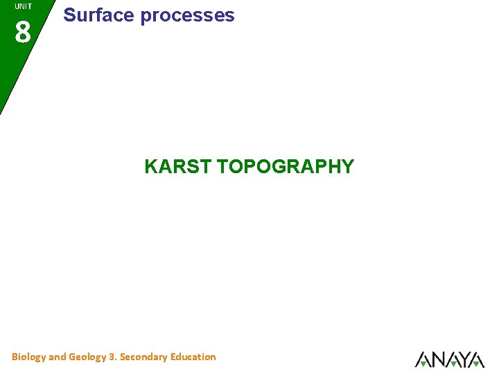 UNIT 8 Surface processes KARST TOPOGRAPHY Biology and Geology 3. Secondary Education 