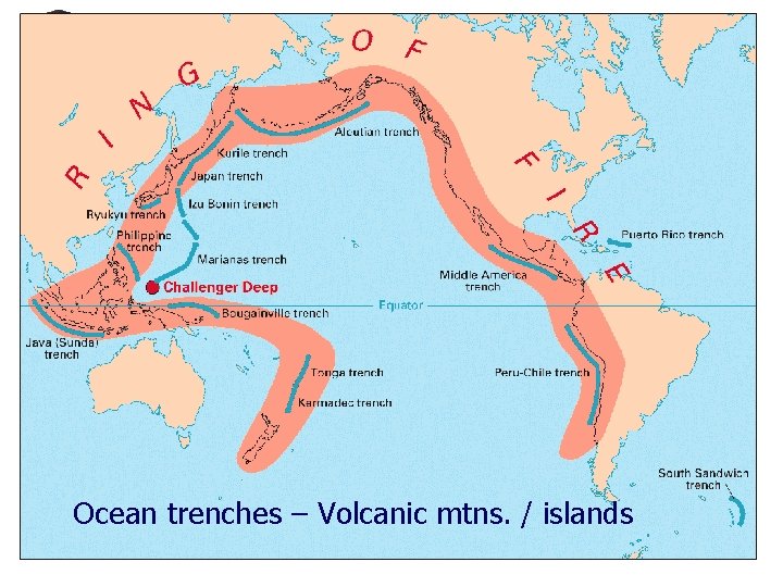 Ocean trenches – Volcanic mtns. / islands Ocean trenches – Volcanic mtns. / islands