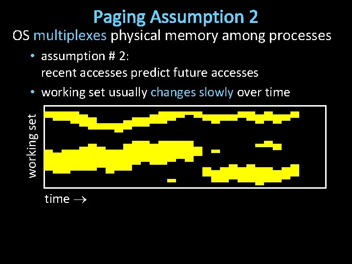 Paging Assumption 2 OS multiplexes physical memory among processes working set • assumption #
