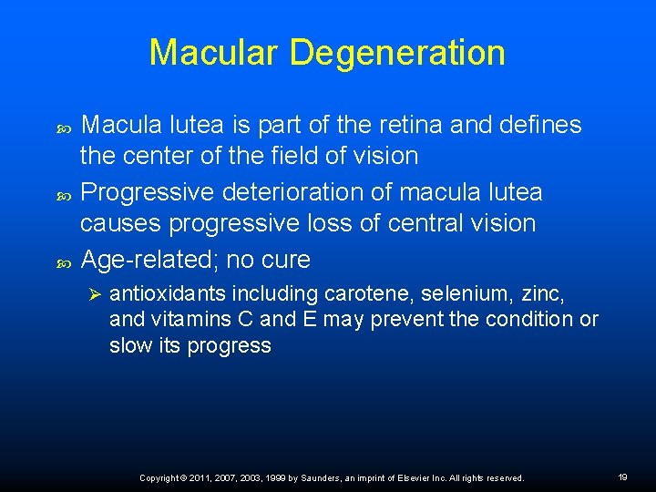 Macular Degeneration Macula lutea is part of the retina and defines the center of