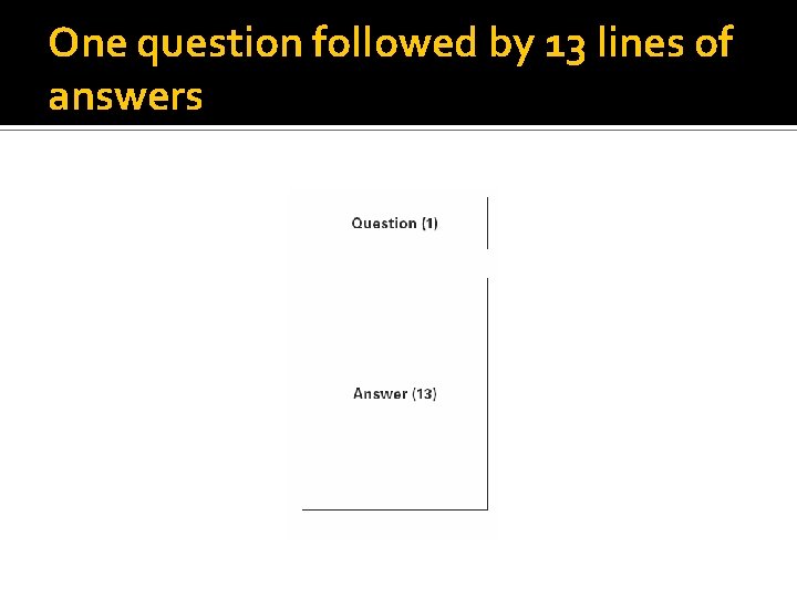 One question followed by 13 lines of answers 