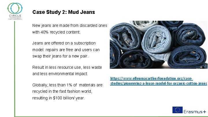 Case Study 2: Mud Jeans New jeans are made from discarded ones with 40%