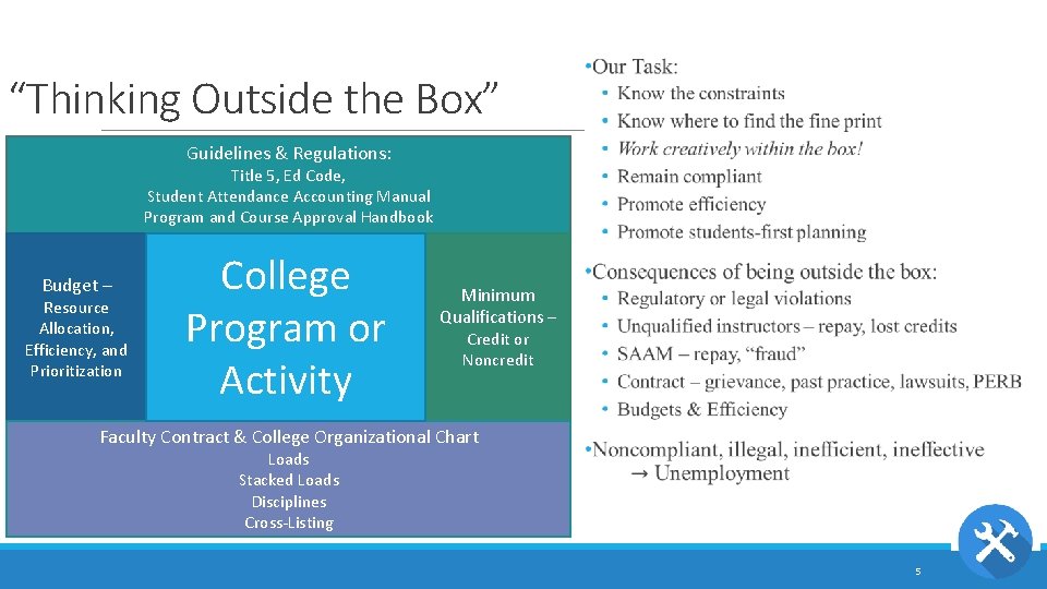 “Thinking Outside the Box” Guidelines & Regulations: Title 5, Ed Code, Student Attendance Accounting