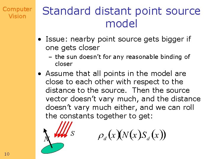 Computer Vision Standard distant point source model • Issue: nearby point source gets bigger