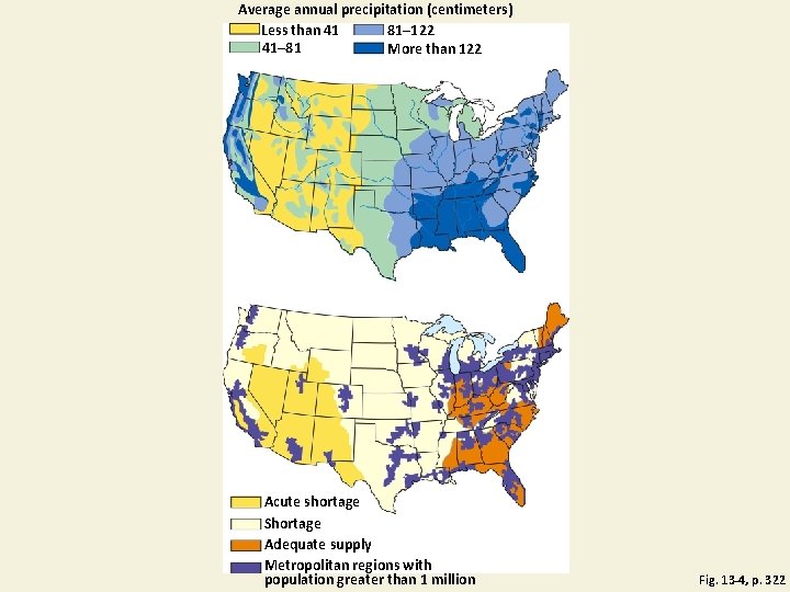 Average annual precipitation (centimeters) Less than 41 81– 122 41– 81 More than 122