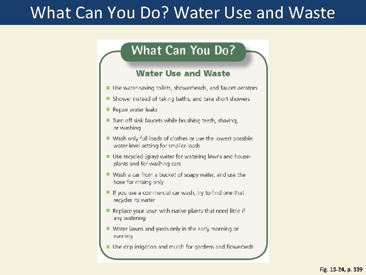 What Can You Do? Water Use and Waste Fig. 13 -24, p. 339 