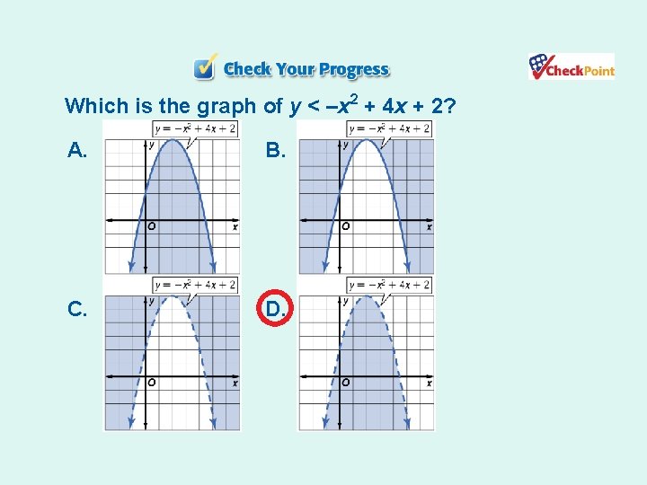 Which is the graph of y < –x 2 + 4 x + 2?