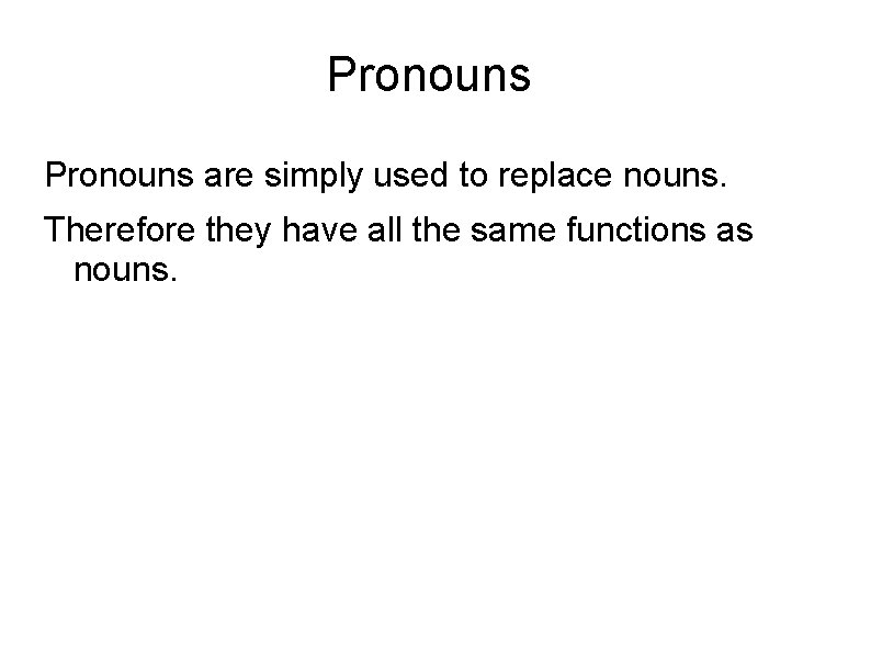 Pronouns are simply used to replace nouns. Therefore they have all the same functions