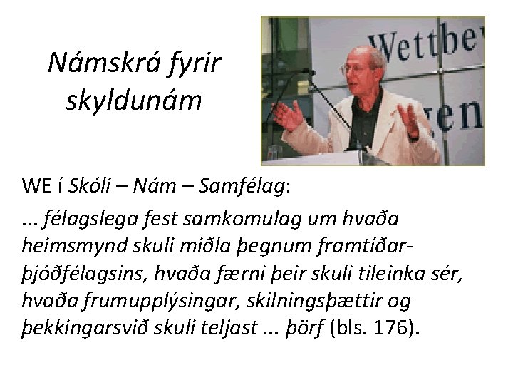 Námskrá fyrir skyldunám WE í Skóli – Nám – Samfélag: . . . félagslega