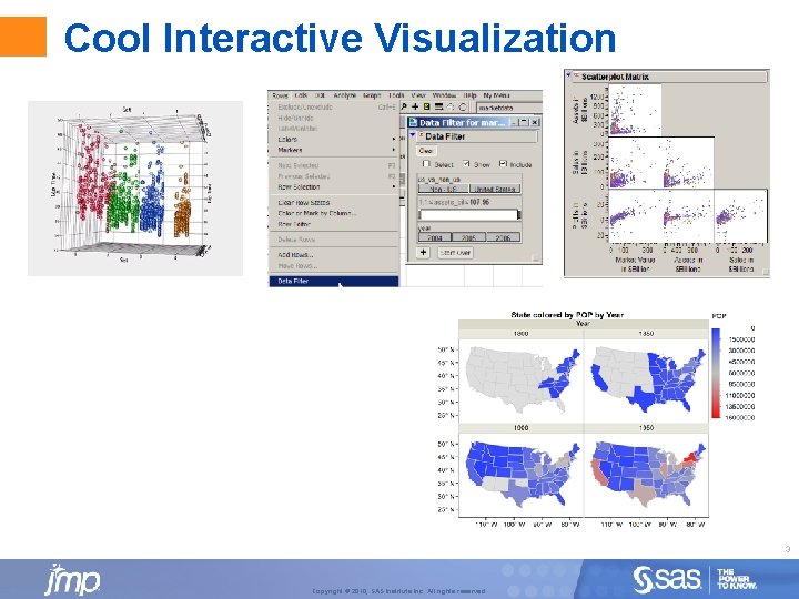 Cool Interactive Visualization 3 Copyright © 2010, SAS Institute Inc. All rights reserved. 