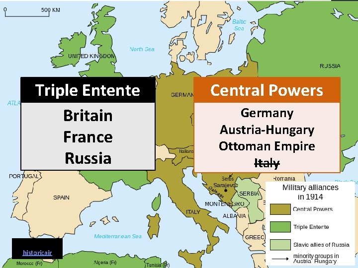 Triple Entente Britain France Russia Map Credit: historicair Central Powers Germany Austria-Hungary Ottoman Empire