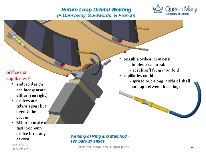 Return Loop Orbital Welding (F. Gannaway, S. Edwards, R. French) orifices or capillaries? •