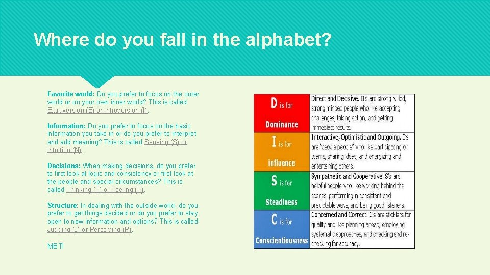 Where do you fall in the alphabet? Favorite world: Do you prefer to focus