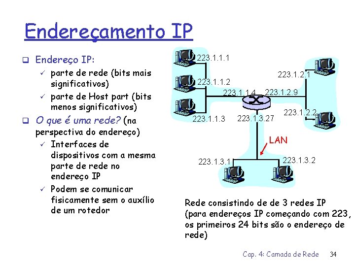 Endereçamento IP q Endereço IP: ü ü parte de rede (bits mais significativos) parte