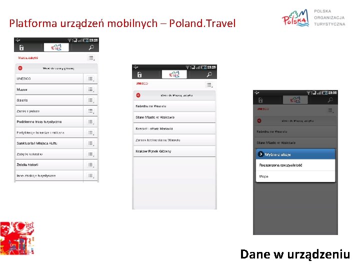 Platforma urządzeń mobilnych – Poland. Travel Dane w urządzeniu 