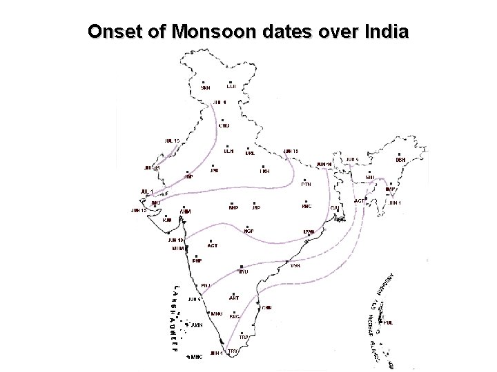 Onset of Monsoon dates over India 