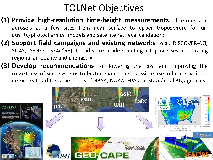 TOLNet Objectives (1) Provide high-resolution time-height measurements of ozone and (2) (3) aerosols at