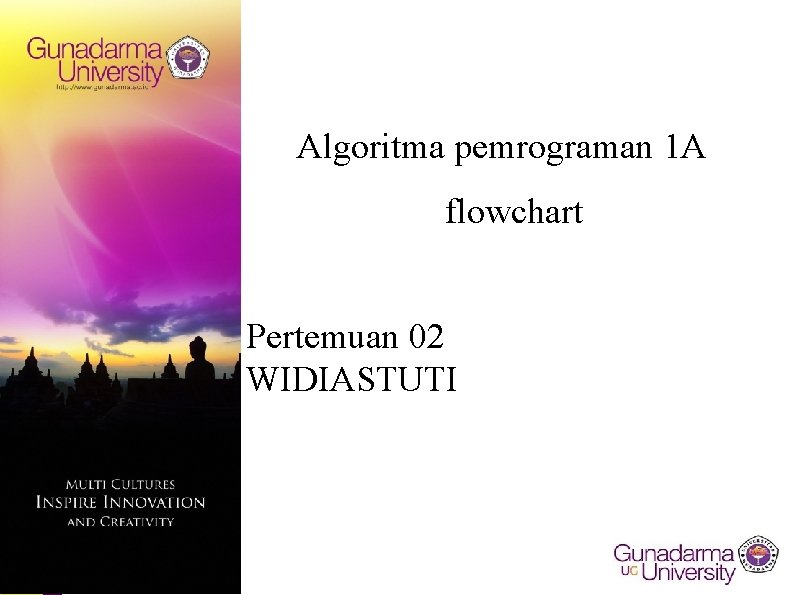 Algoritma pemrograman 1 A flowchart Pertemuan 02 WIDIASTUTI