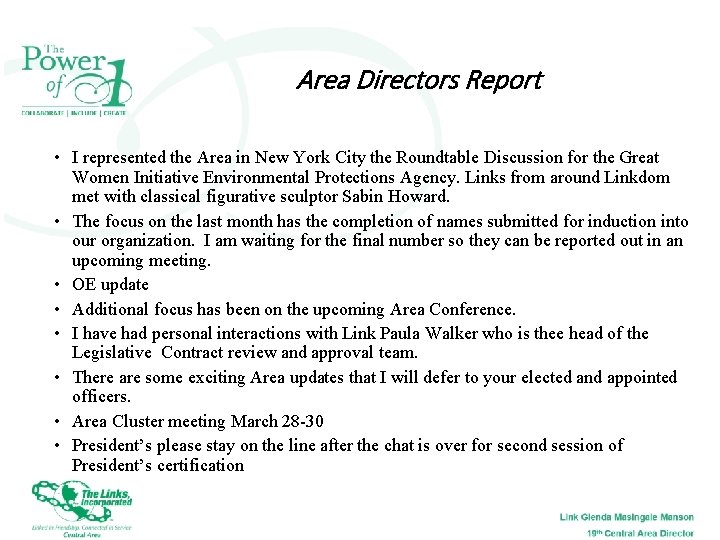 Area Directors Report • I represented the Area in New York City the Roundtable