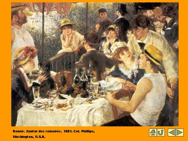 Renoir. Xantar dos remeiros. 1881. Col. Phillips, Washington, U. S. A. 