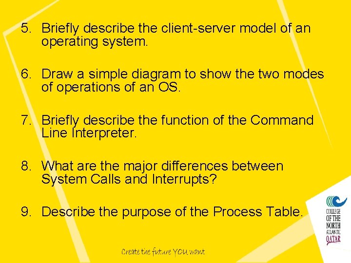 5. Briefly describe the client-server model of an operating system. 6. Draw a simple