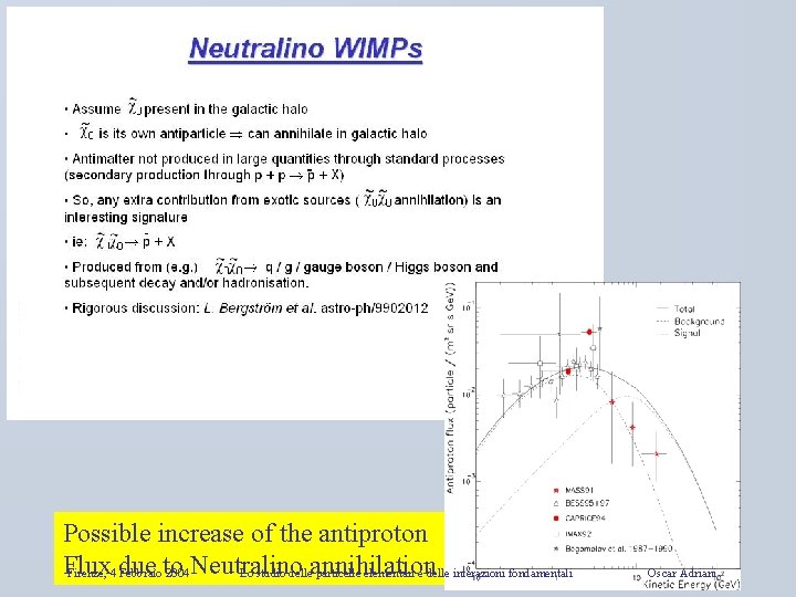 Possible increase of the antiproton Flux Firenze, 4 due Febbraioto 2004 Neutralino Lo studio