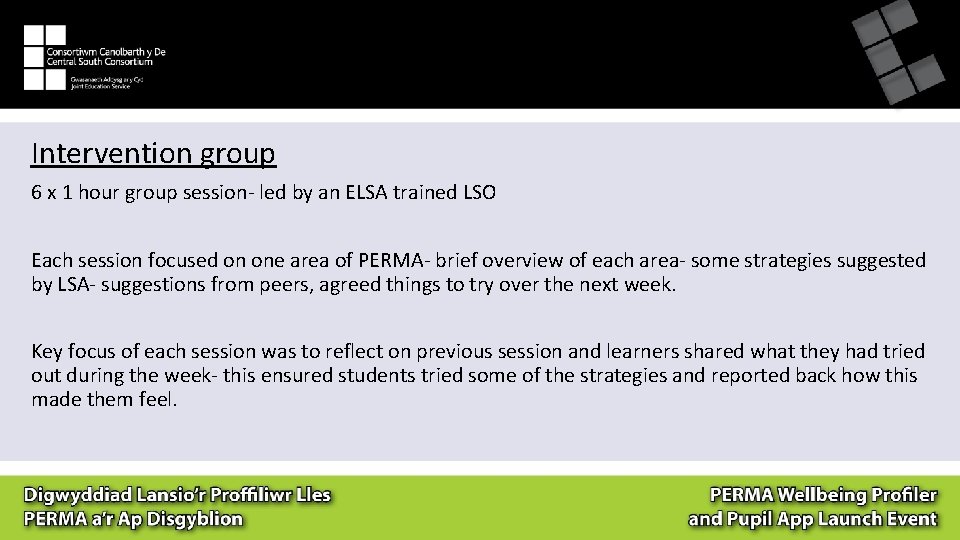 Intervention group 6 x 1 hour group session- led by an ELSA trained LSO