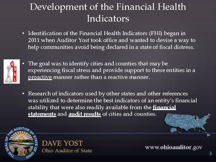 Development of the Financial Health Indicators • Identification of the Financial Health Indicators (FHI)