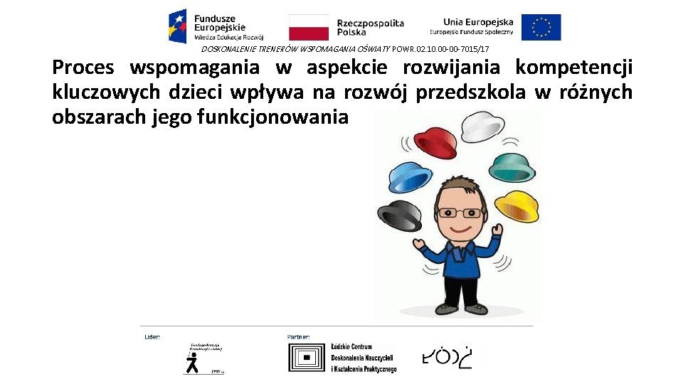 DOSKONALENIE TRENERÓW WSPOMAGANIA OŚWIATY POWR. 02. 10. 00 -00 -7015/17 Proces wspomagania w aspekcie