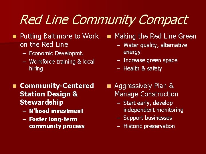 Baltimores Red Line Transit Project 14 6 mile