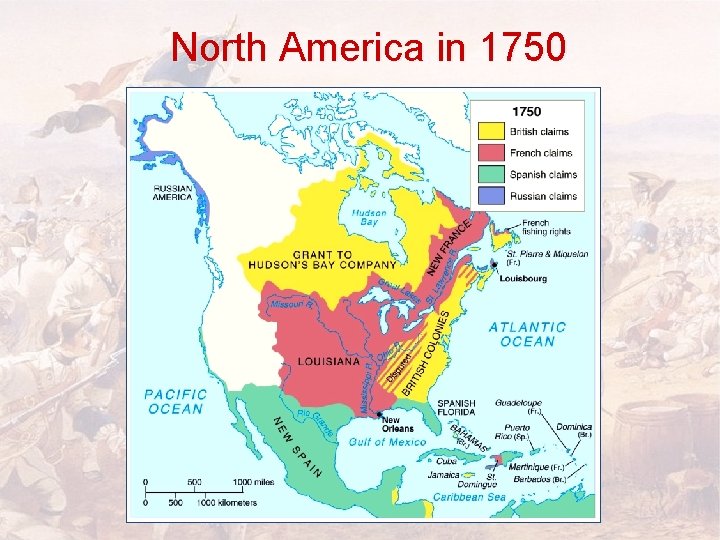 North America in 1750 