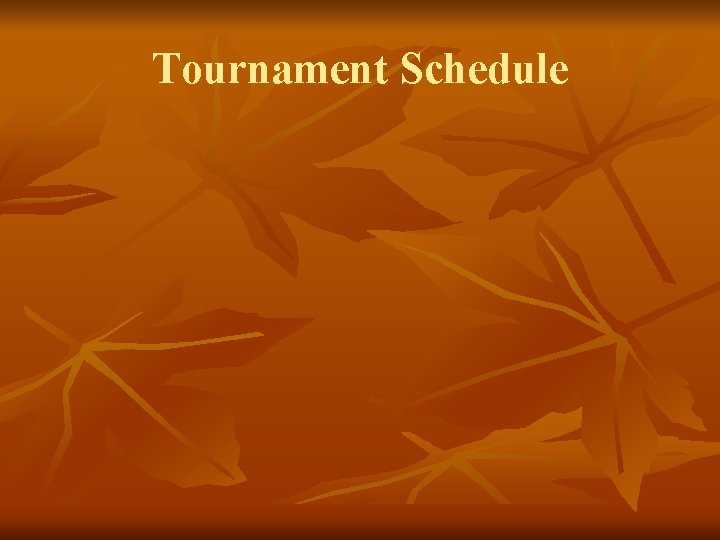 Tournament Schedule 