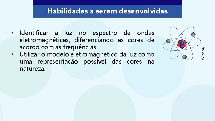  • Identificar a luz no espectro de ondas eletromagnéticas, diferenciando as cores de