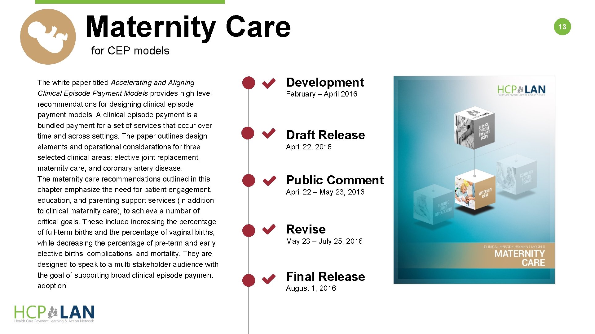 Maternity Care for CEP models The white paper titled Accelerating and Aligning Clinical Episode