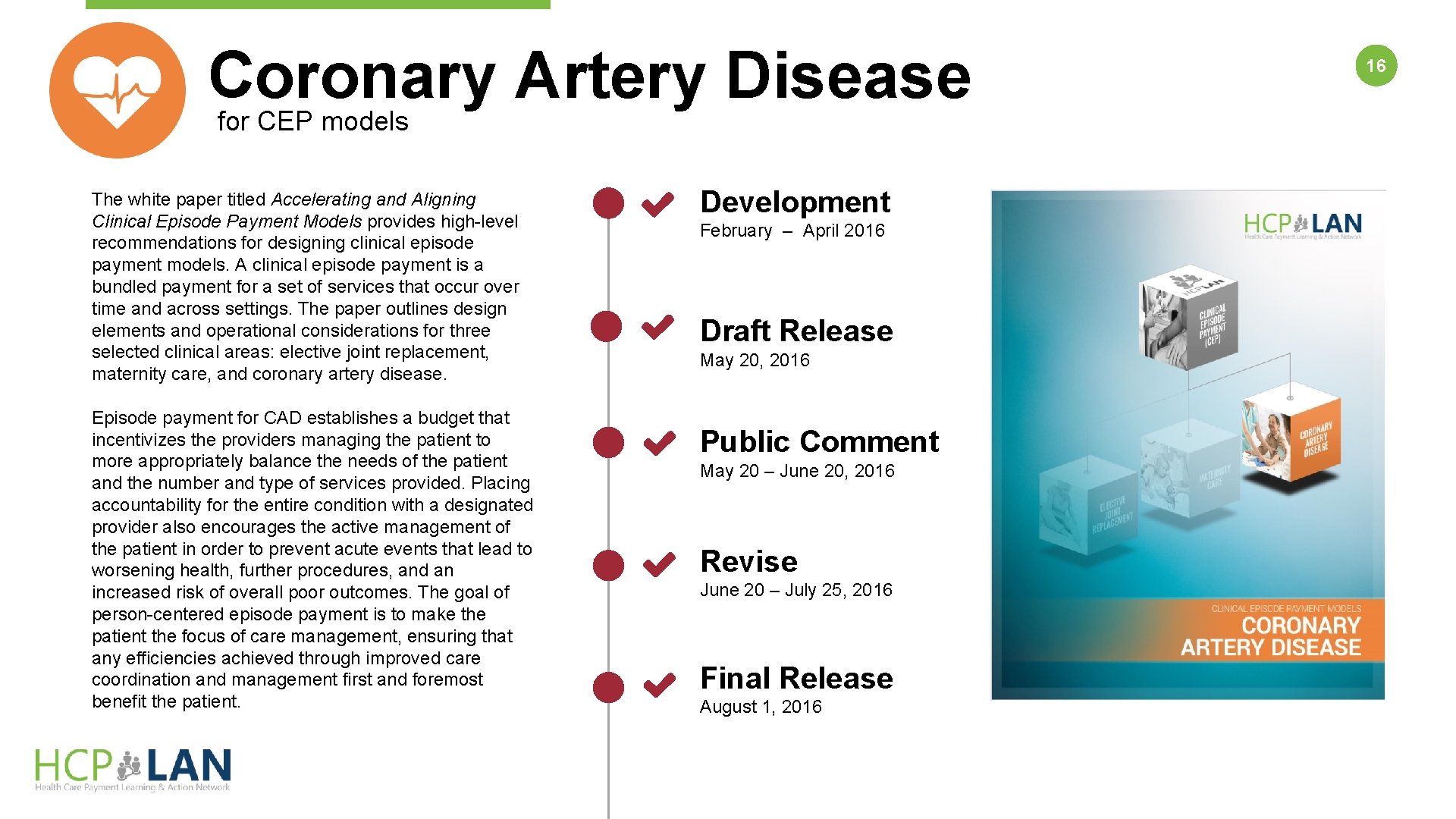 Coronary Artery Disease for CEP models The white paper titled Accelerating and Aligning Clinical