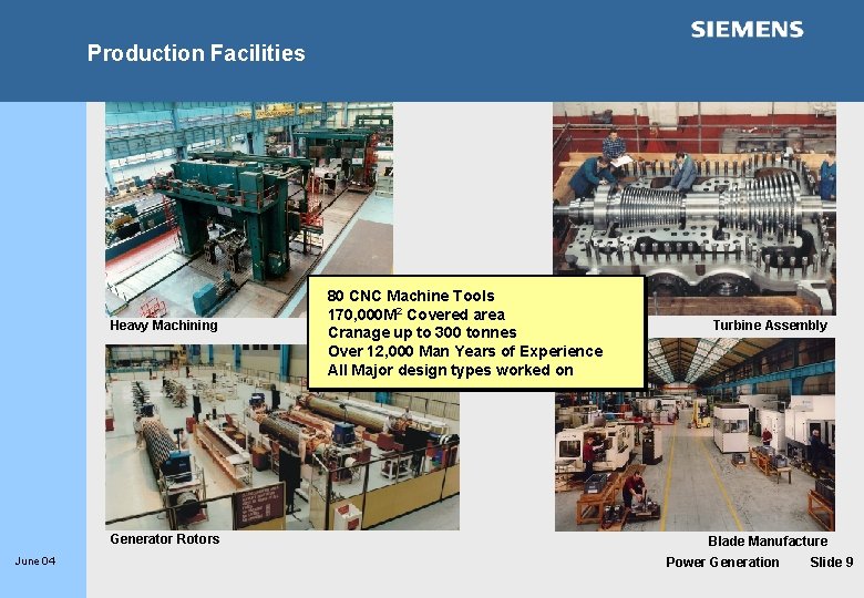 Production Facilities Heavy Machining Generator Rotors June 04 80 CNC Machine Tools 170, 000