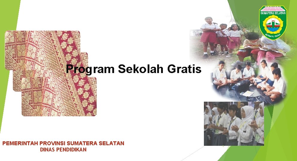 Program Sekolah Gratis PEMERINTAH PROVINSI SUMATERA SELATAN DINAS PENDIDIKAN 1 