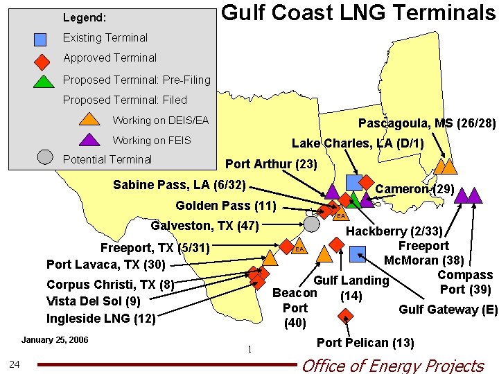 Gulf Coast LNG Terminals Legend: Existing Terminal Approved Terminal Proposed Terminal: Pre-Filing Proposed Terminal: