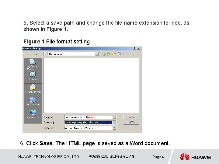 5. Select a save path and change the file name extension to. doc, as